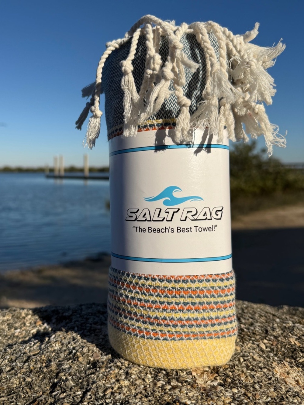 Angler Rag — Yellow Salt Rag™ Sand-Resistant Turkish Beach Towel - Picture 6 of 6